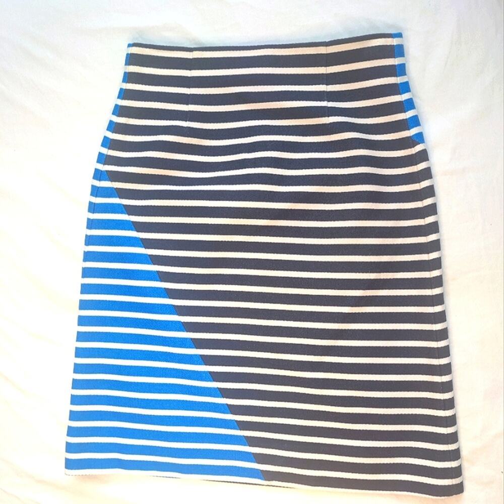 J. Crew Size 0 Blue and Black Pencil Skirt Knee-Length Resort Wear